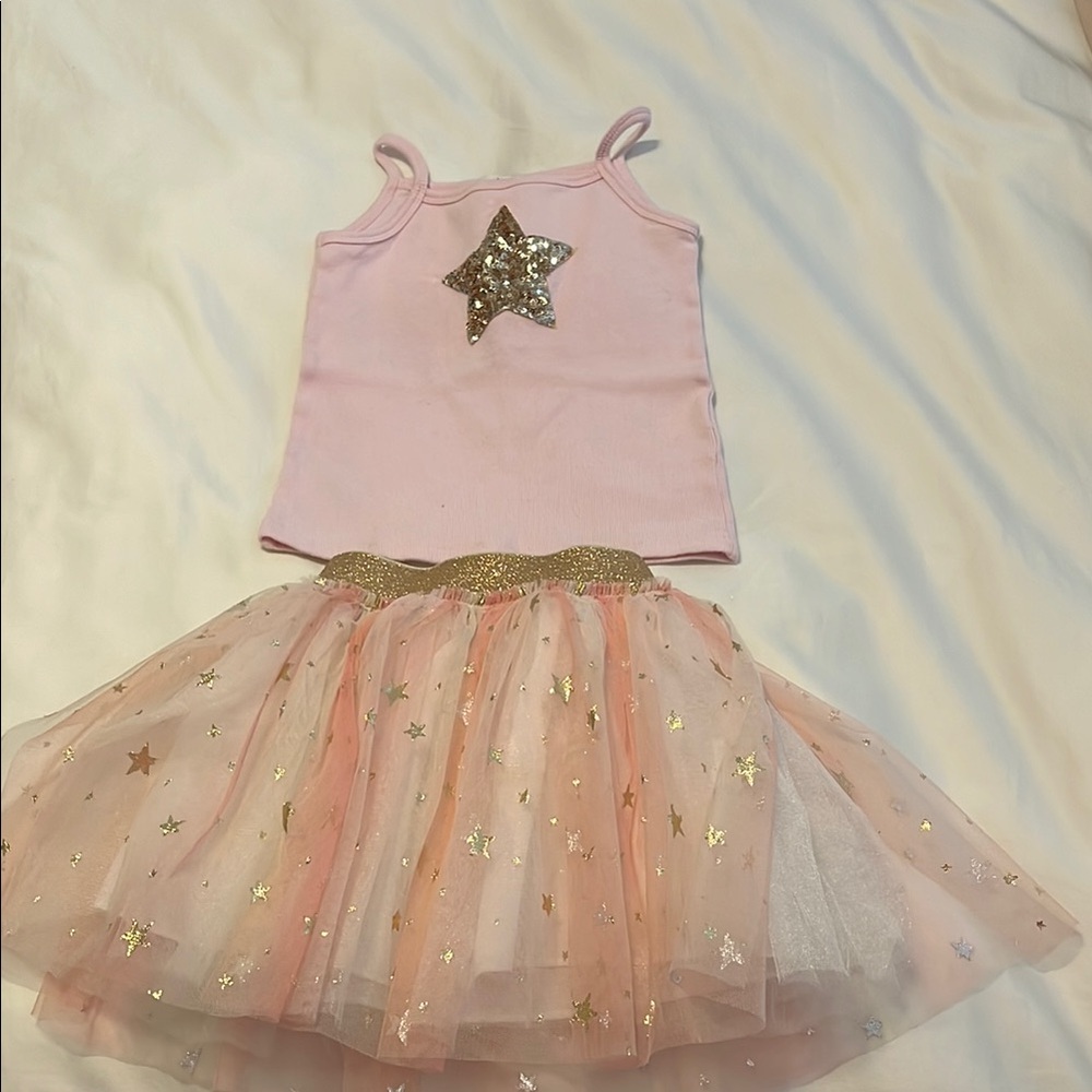 Pink and Gold Dance Costume with Starry Tutu